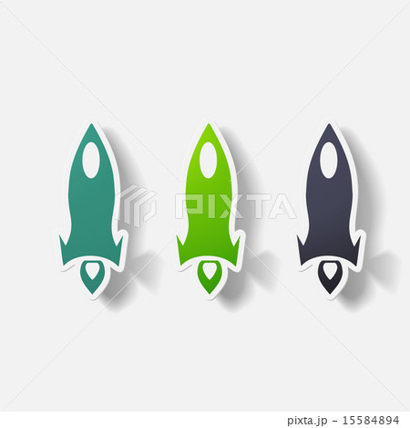 Paper clipped sticker: rocket 15584894