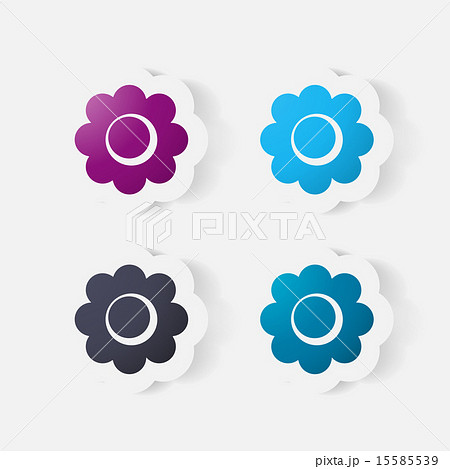 Realistic paper sticker: flowers. camomile Realistic paper sticker: flowers. camomile 15585539