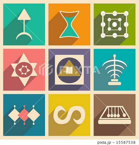 Flat with shadow concept and mobile application alchemical symbols 15587538