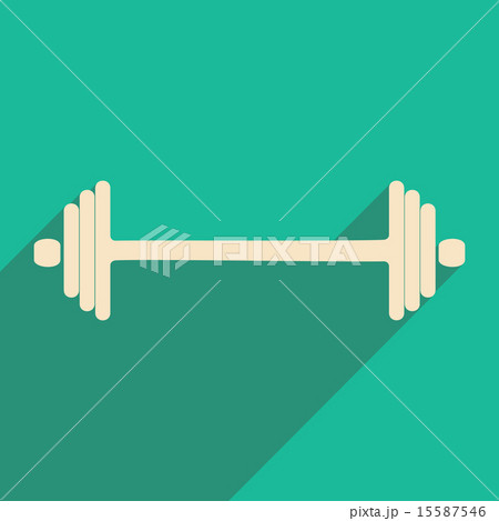 Flat with shadow icon and mobile applacation barbell 15587546