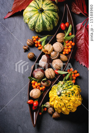 Autumn background with pumpkins 15588960