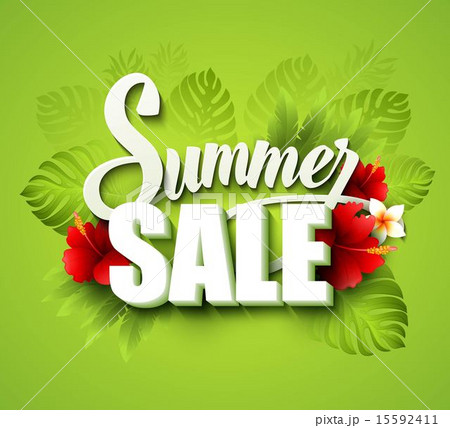 Sale Tropical Frame With Flowers, Vector Illustration Sale Tropical Frame With Flowers, Vector Illustration 15592411