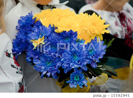 Flowers in the hands of a child. Flowers in the hands of a child. 15592945