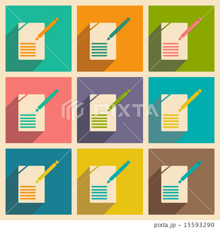 Flat with shadow concept and mobile application documents 15593290
