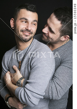 Gay couple on black background 15593349