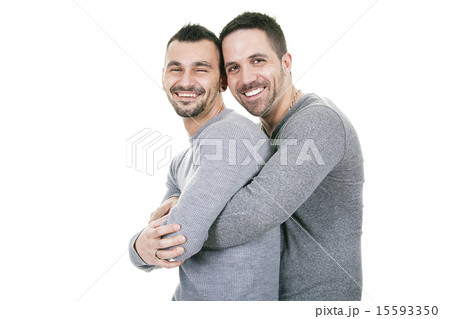 A homosexual couple over a white background 15593350