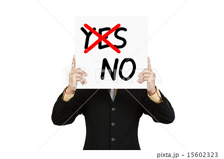 Businessman show wording No on paper board 15602323