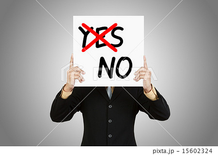 Businessman show wording No on paper board 15602324