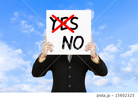 Businessman show wording No on paper board 15602325
