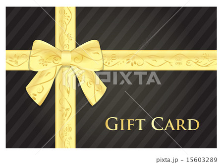 Gift card with golden ribbon with floral pattern 15603289