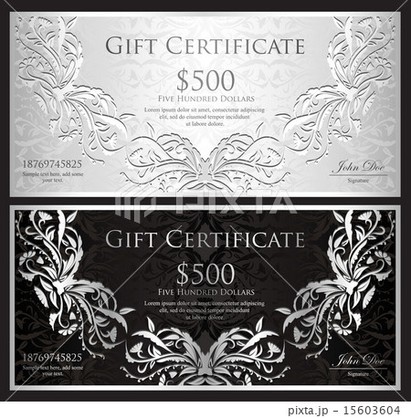 Luxury silver gift certificate in vintage style 15603604