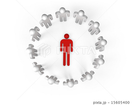 3d people stand in ring with one lying person 15605400