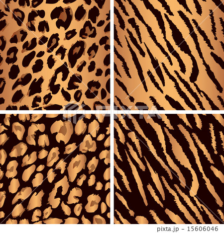 animal skin seamless pattern set. Set leopard print pattern. Set tiger print pattern. Set a jaguar 15606046