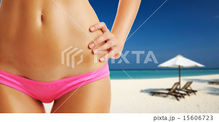 Woman on beautiful beach at Maldives 15606723