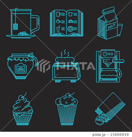 Menu for breakfast line vector icons Menu for breakfast line vector icons 15606939