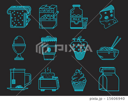 Breakfast blue icons vector collection Breakfast blue icons vector collection 15606940