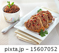 Liver pate with paprika on slices of bread 15607052