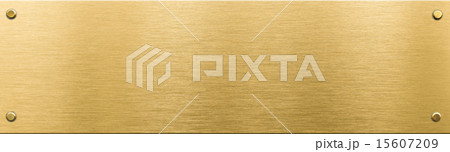 gold metal plaque or nameboard with rivets  15607209
