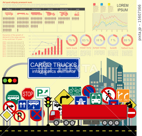 Cargo transportation infographics, trucks, lorry 15607366