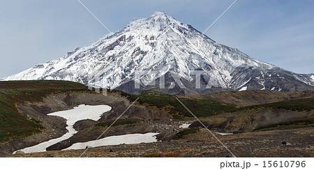 Landscape of Kamchatka: active Koryaksky Volcano 15610796