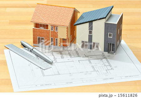 建築模型 住宅模型 住宅ローンのイメージの写真素材