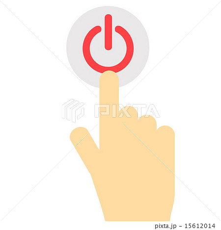 電源ボタンを押す指 上向きのイラスト素材