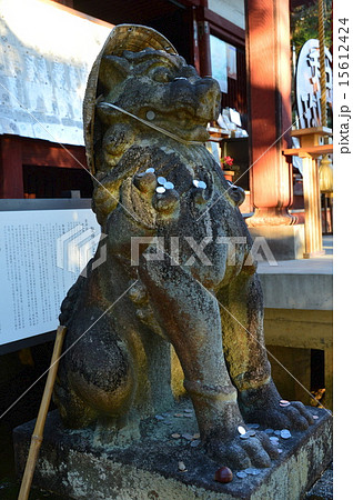すげ笠をかぶった狛犬（聖神社／埼玉県秩父市黒谷字菅仁田） 15612424