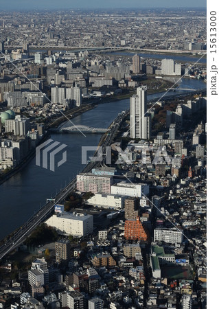 東京　町並み　隅田川白鬚橋 15613000
