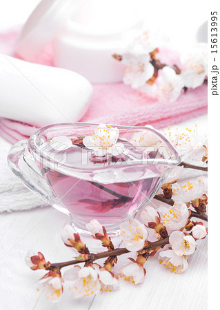 sea salt and essential oils, apricot flowers. spa sea salt and essential oils, apricot flowers. spa 15613995