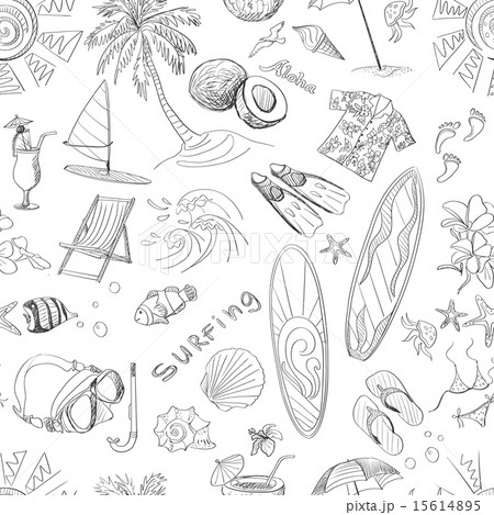 surfing hand draw pattern 15614895