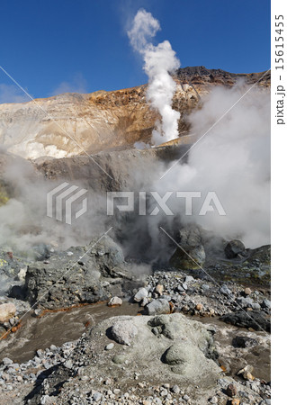 In crater of active Mutnovsky Volcano on Kamchatka In crater of active Mutnovsky Volcano on Kamchatka 15615455