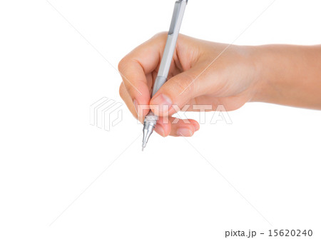 Woman hand with pen on a white background 15620240