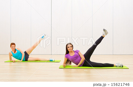 Two girls at fitness club Two girls at fitness club 15621746
