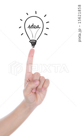 Hand point to Light bulb of idea 15621858