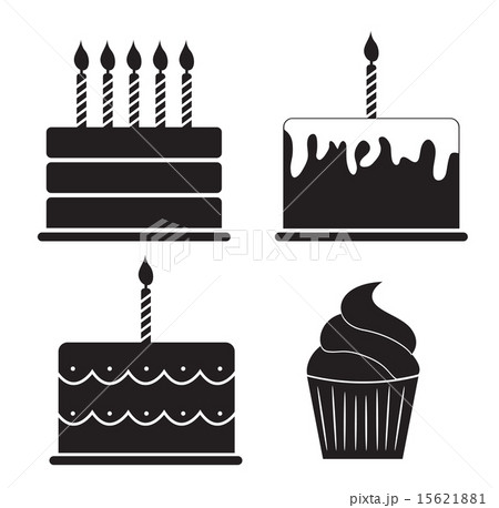 Birthday Cake Silhouette Set Vector Illustration 15621881