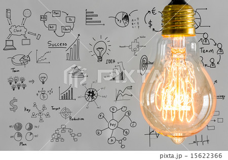 Light bulb with drawing graph 15622366