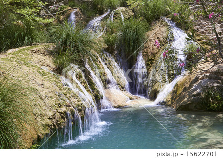 Natural waterfall and lake in Polilimnio area. Greece Natural waterfall and lake in Polilimnio area. Greece 15622701
