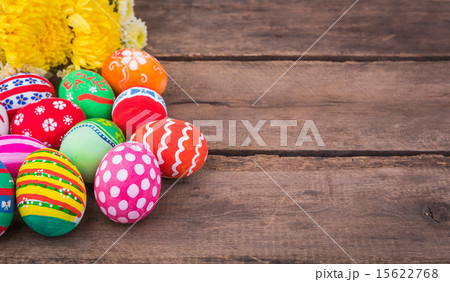 Easter eggs on wooden background 15622768