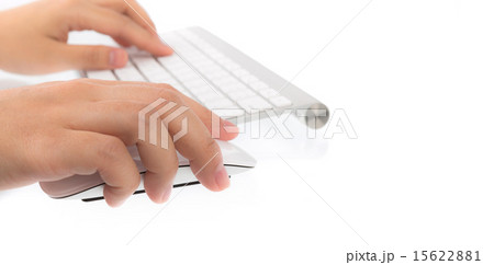 Closeup of business woman hand typing on laptop 15622881
