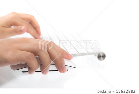 Closeup of business woman hand typing on laptop  15622882