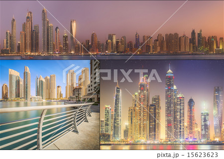 Collage of the beauty panorama at Dubai marina. Collage of the beauty panorama at Dubai marina. 15623623