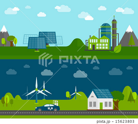 Eco energy flat banners set 15623803