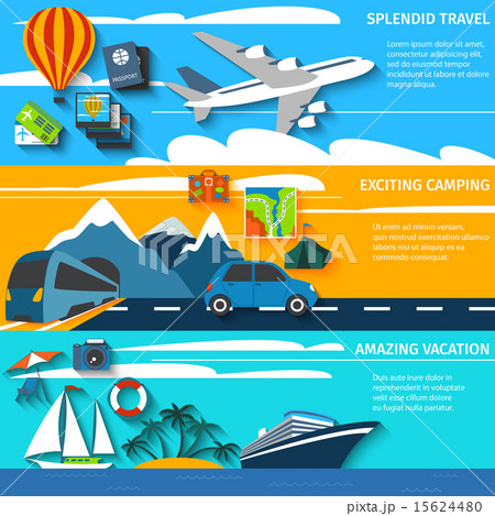 Travel vacation camping banners set 15624480