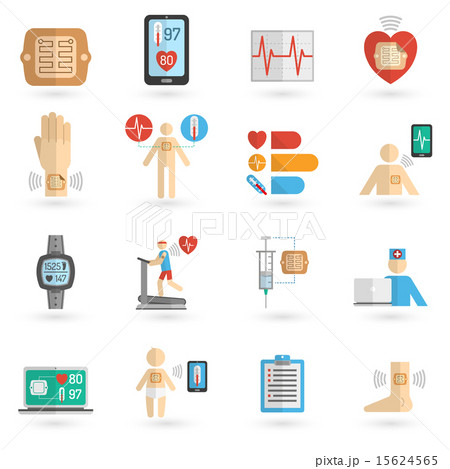 Wearable smart patch flat icons 15624565
