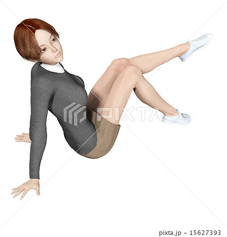 床に座った若い女性 Perming3dcg イラスト素材のイラスト素材