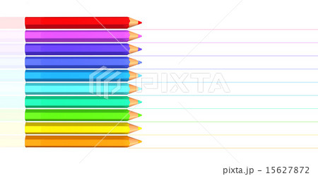 レインボーカラーの色鉛筆のイラスト素材