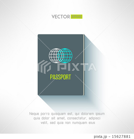Vector passport in modern flat design. Citizen document id with long shadow. Identification sign and Vector passport in modern flat design. Citizen document id with long shadow. Identification sign and 15627881