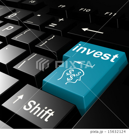 Invest word on the blue enter keyboard 15632124