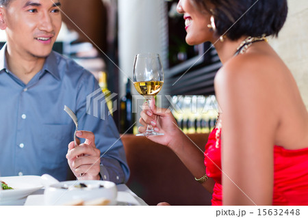 Asian couple fine dining in restaurant 15632448