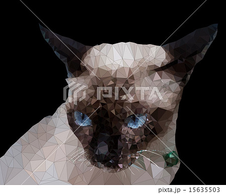Low poly geometric of Siamese cat 15635503